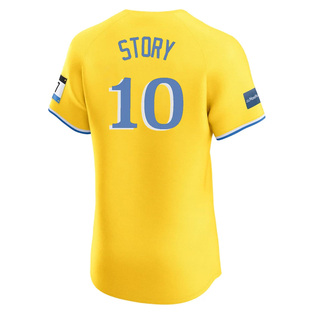 Silnrao B.Red Sox #10 Trevor Story Player Yellow Limited Elite Home Game Stitched Jerseys