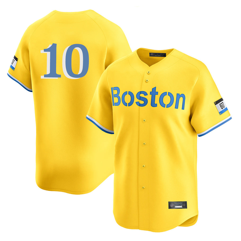 Silnrao B.Red Sox #10 Trevor Story Player Yellow Limited Home Game Stitched Jerseys1