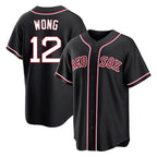 Silnrao B.Red Sox #12 Connor Wong Player Black Out Home Game Stitched Jerseys