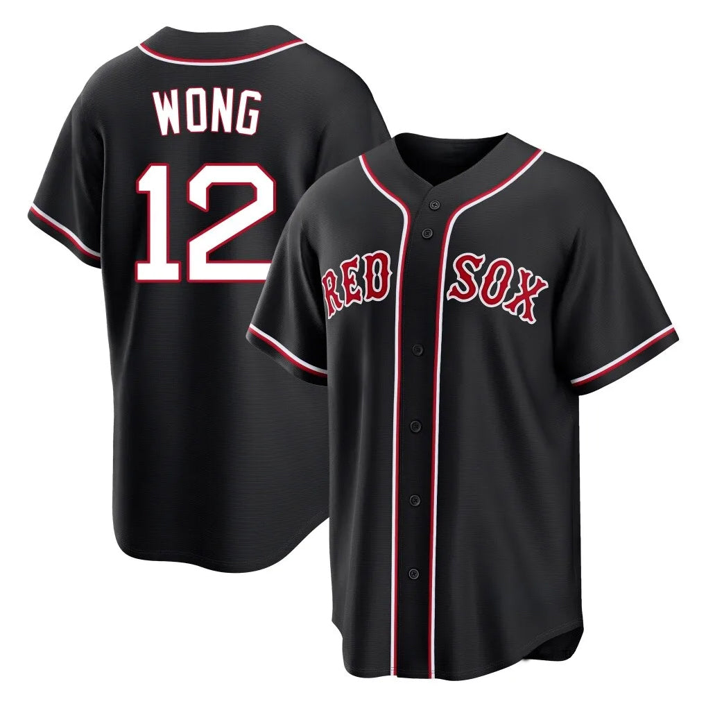 Silnrao B.Red Sox #12 Connor Wong Player Black Out Home Game Stitched Jerseys