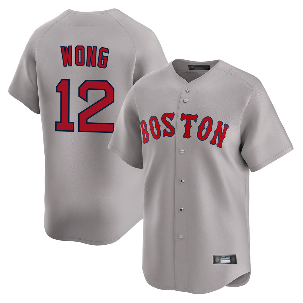 Silnrao B.Red Sox #12 Connor Wong Player Gray Road Limited Home Game Stitched Jerseys1