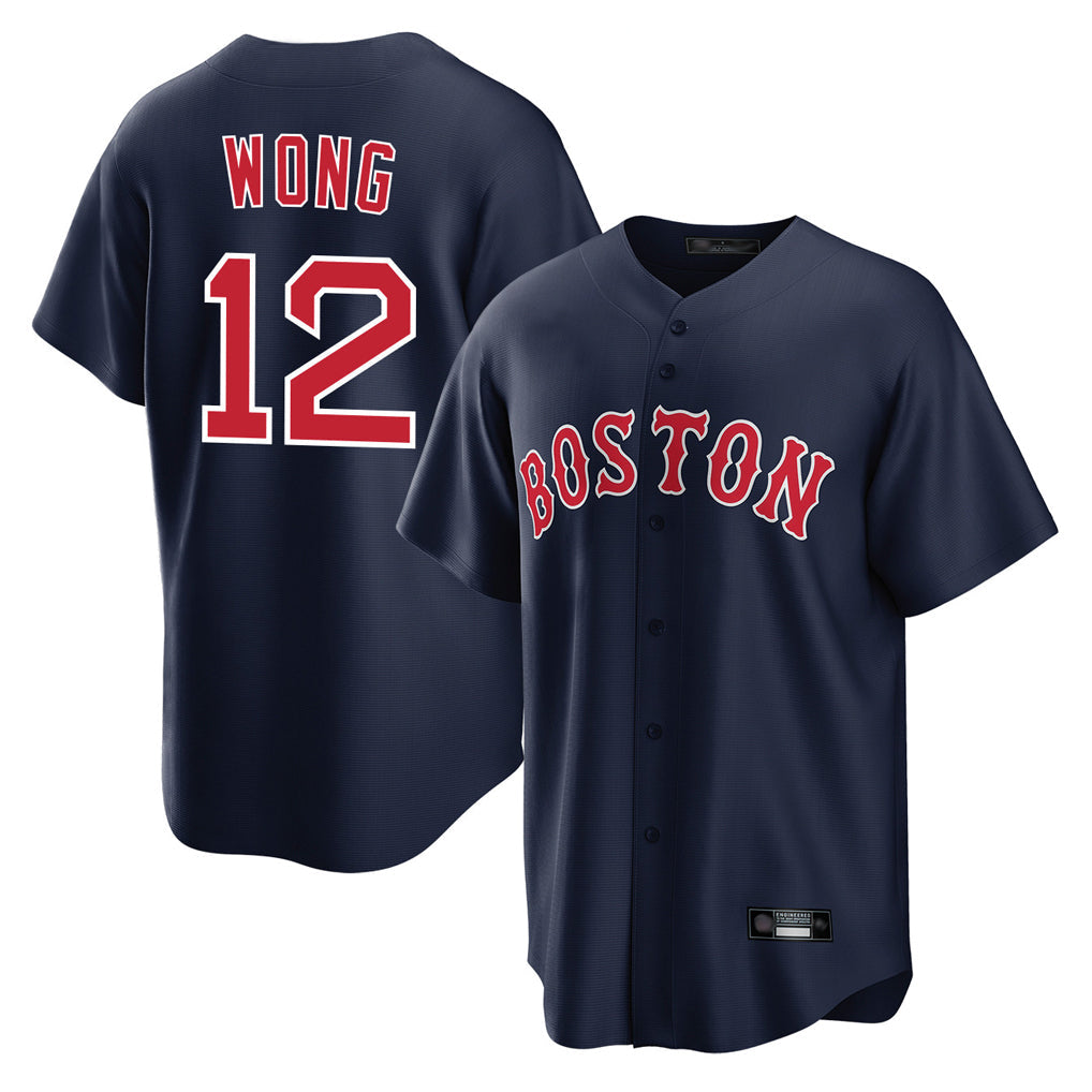Silnrao B.Red Sox #12 Connor Wong Player Navy Home Game Stitched Jerseys1
