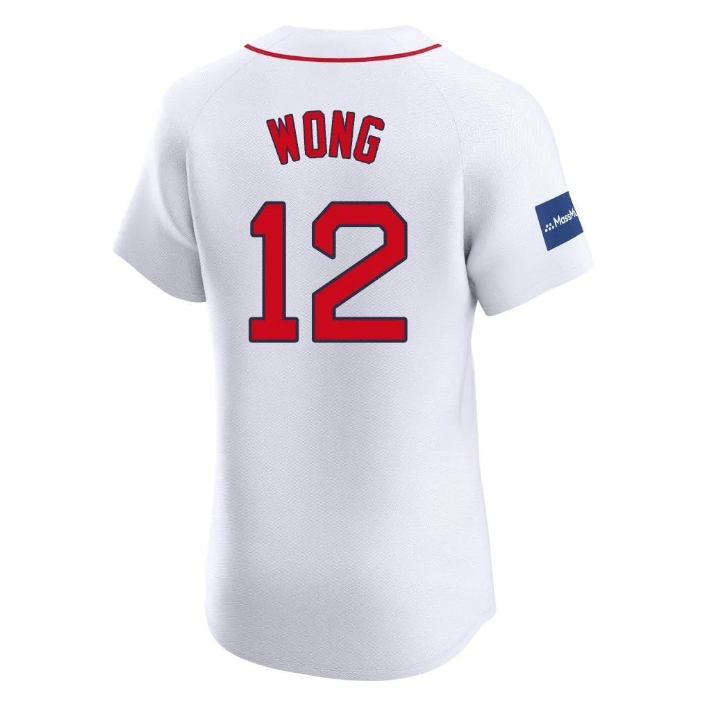 Silnrao B.Red Sox #12 Connor Wong Player White Limited Elite Home Game Stitched Jerseys
