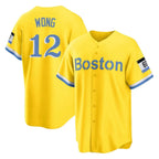 Silnrao B.Red Sox #12 Connor Wong Player Yellow Home Game Stitched Jerseys1