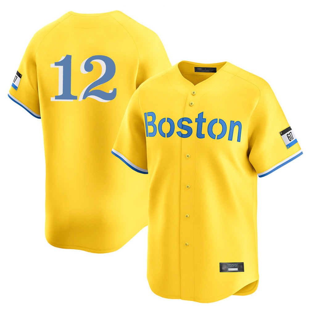 Silnrao B.Red Sox #12 Connor Wong Player Yellow Limited Home Game Stitched Jerseys1