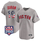 Silnrao B.Red Sox #16 Jarren Duran Player Gray Road USA 250 Fourth of July Limited Home Game Stitched Jerseys
