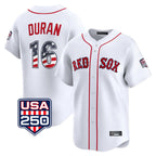 Silnrao B.Red Sox #16 Jarren Duran Player White USA 250 Fourth of July Limited Home Game Stitched Jerseys