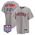 Silnrao B.Red Sox #19 Roman Anthony Player Gray Road USA 250 Fourth of July Home Game Stitched Jerseys