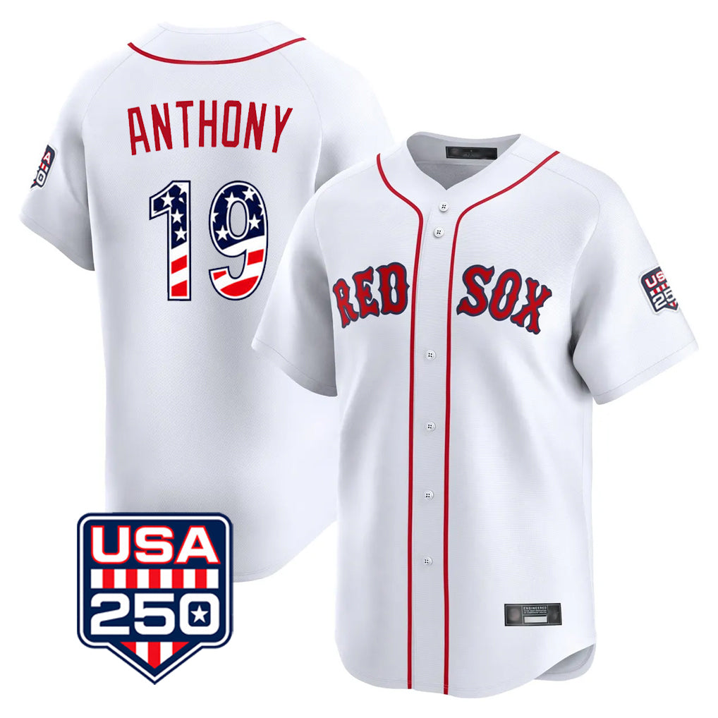 Silnrao B.Red Sox #19 Roman Anthony Player White USA 250 Fourth of July Limited Home Game Stitched Jerseys