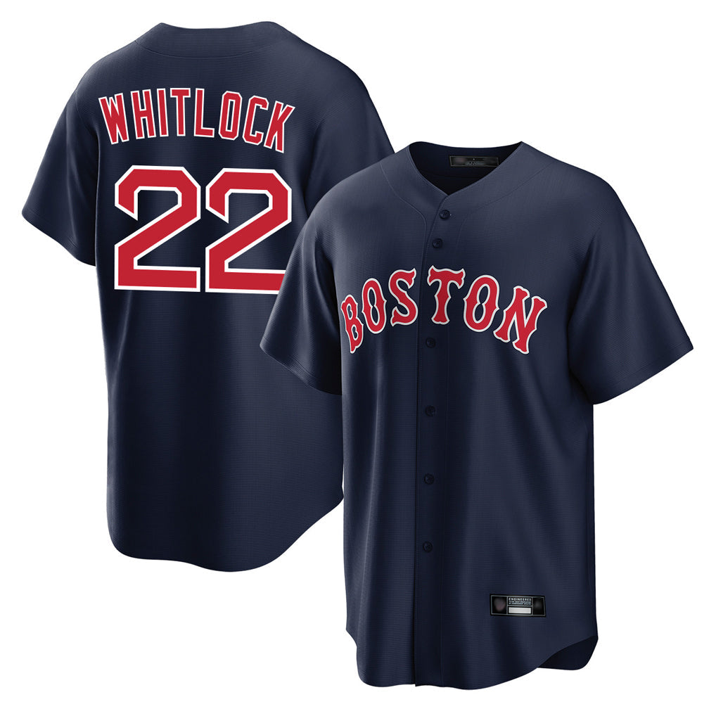 Silnrao B.Red Sox #22 Garrett Whitlock Player Navy Home Game Stitched Jerseys1