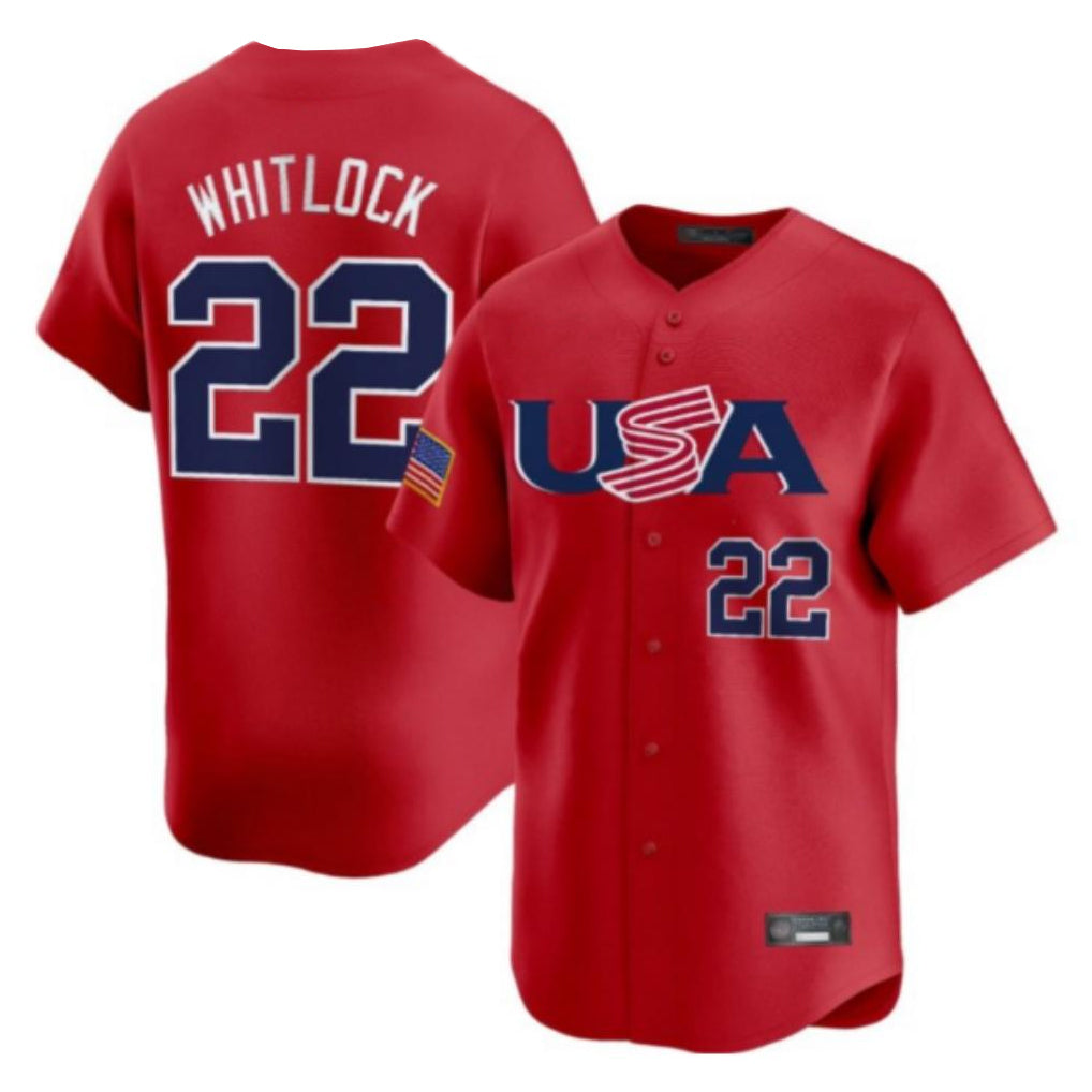 Silnrao B.Red Sox #22 Garrett Whitlock Player Red USA World Classic Home Game Stitched Jerseys