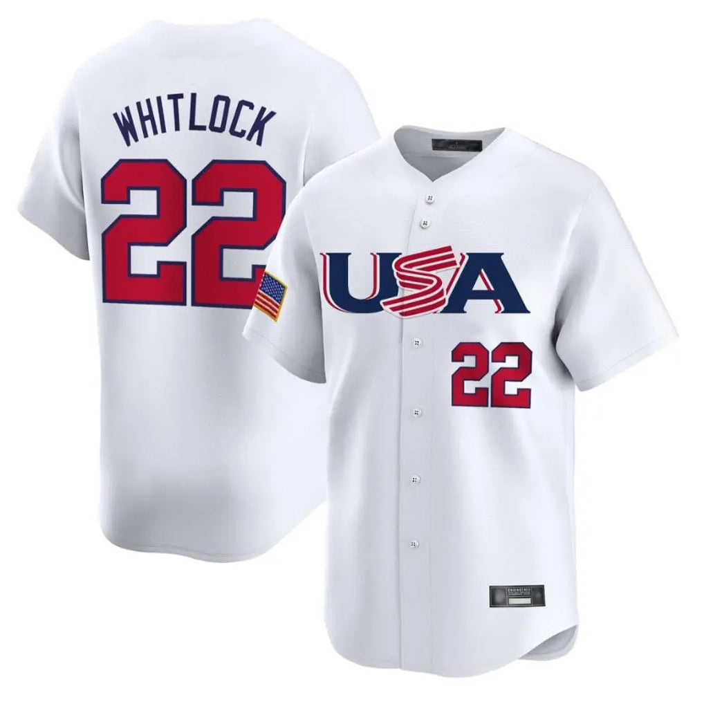 Silnrao B.Red Sox #22 Garrett Whitlock Player White USA World Classic Home Game Stitched Jerseys