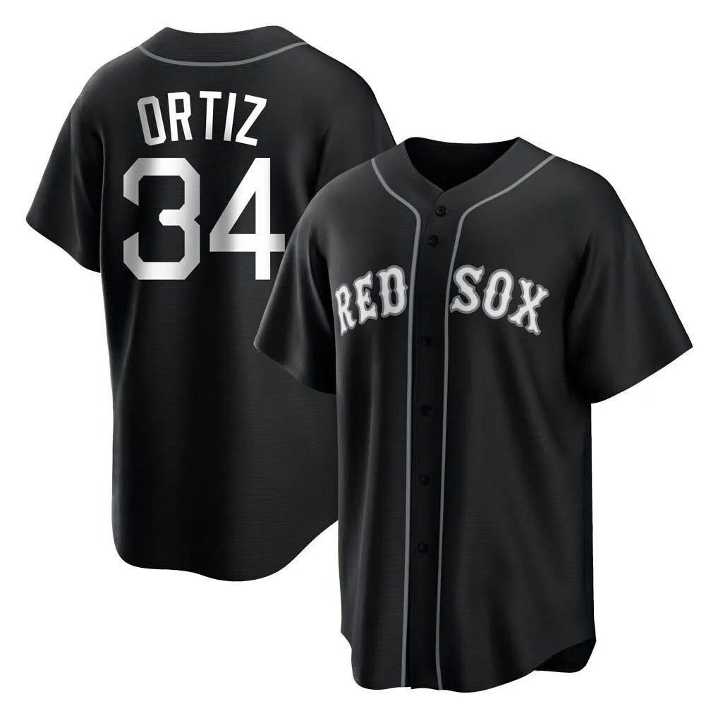 Silnrao B.Red Sox #34 David Ortiz Player Black Home Game Stitched Jerseys