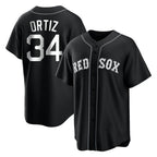 Silnrao B.Red Sox #34 David Ortiz Player Black Home Game Stitched Jerseys