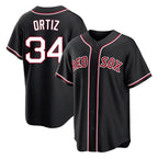 Silnrao B.Red Sox #34 David Ortiz Player Black Out Home Game Stitched Jerseys