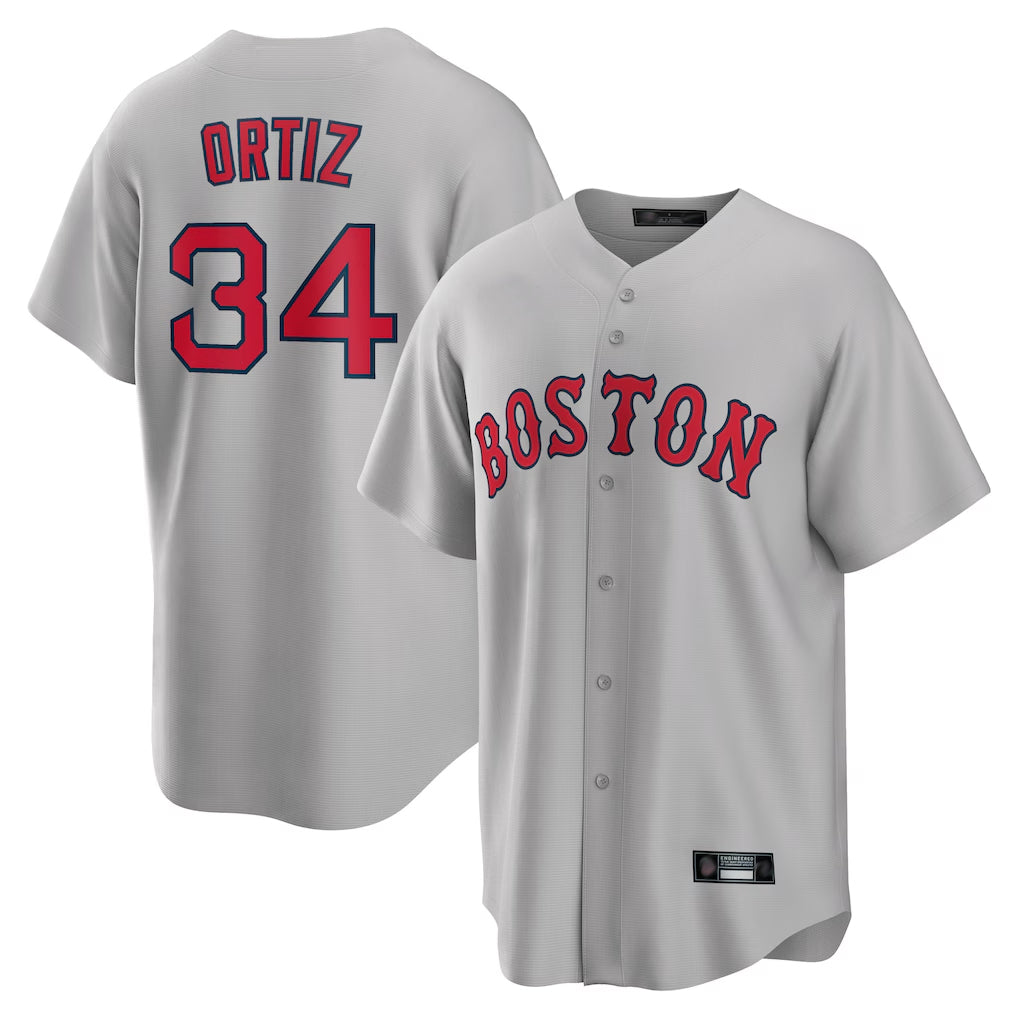 Silnrao B.Red Sox #34 David Ortiz Player Gray Road Home Game Stitched Jerseys1