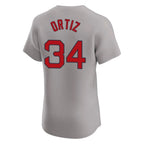 Silnrao B.Red Sox #34 David Ortiz Player Gray Road Limited Elite Home Game Stitched Jerseys