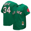 Silnrao B.Red Sox #34 David Ortiz Player Green Mitchell & Ness Cooperstown Collection Mesh Home Stitched Jerseys