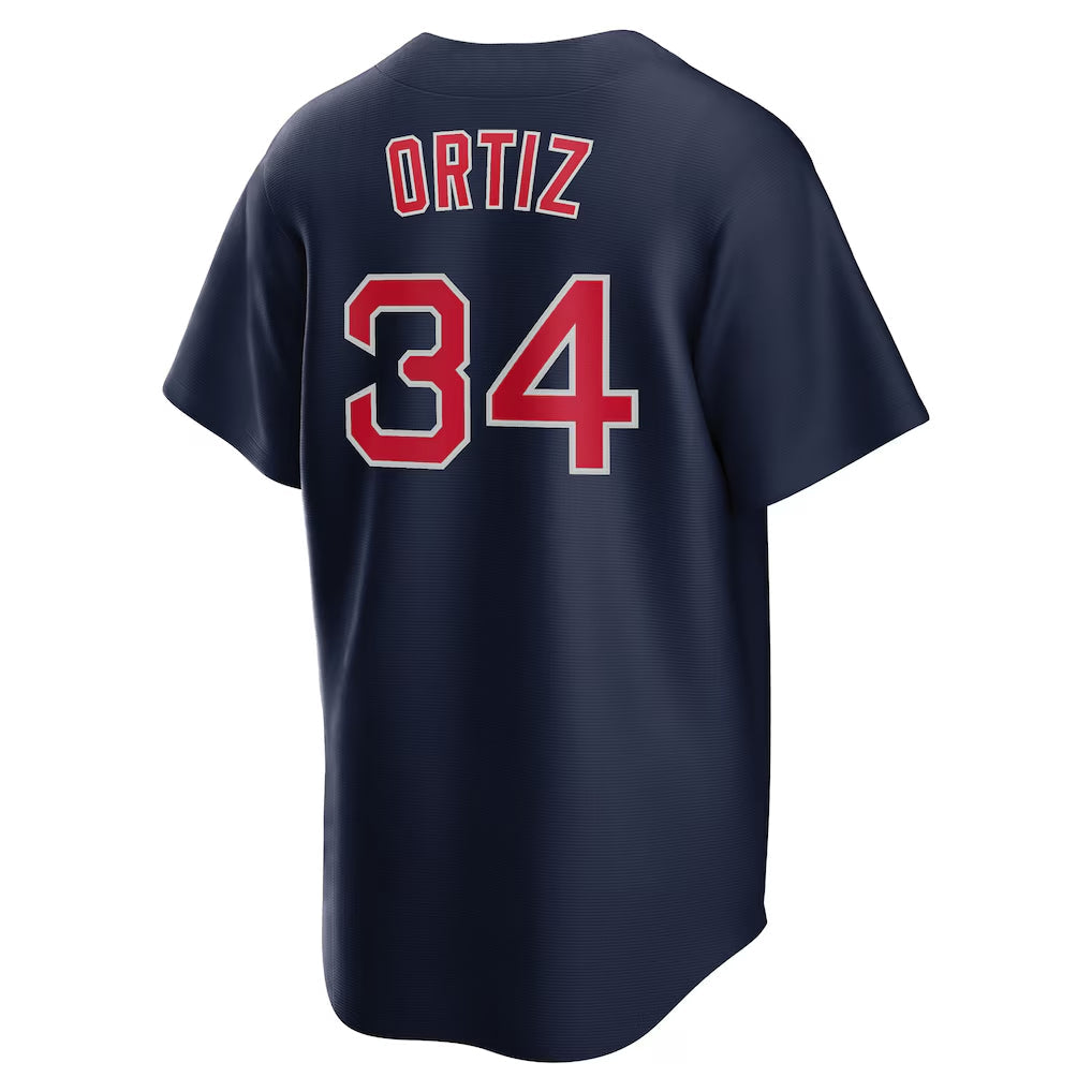 Silnrao B.Red Sox #34 David Ortiz Player Navy Home Game Stitched Jerseys