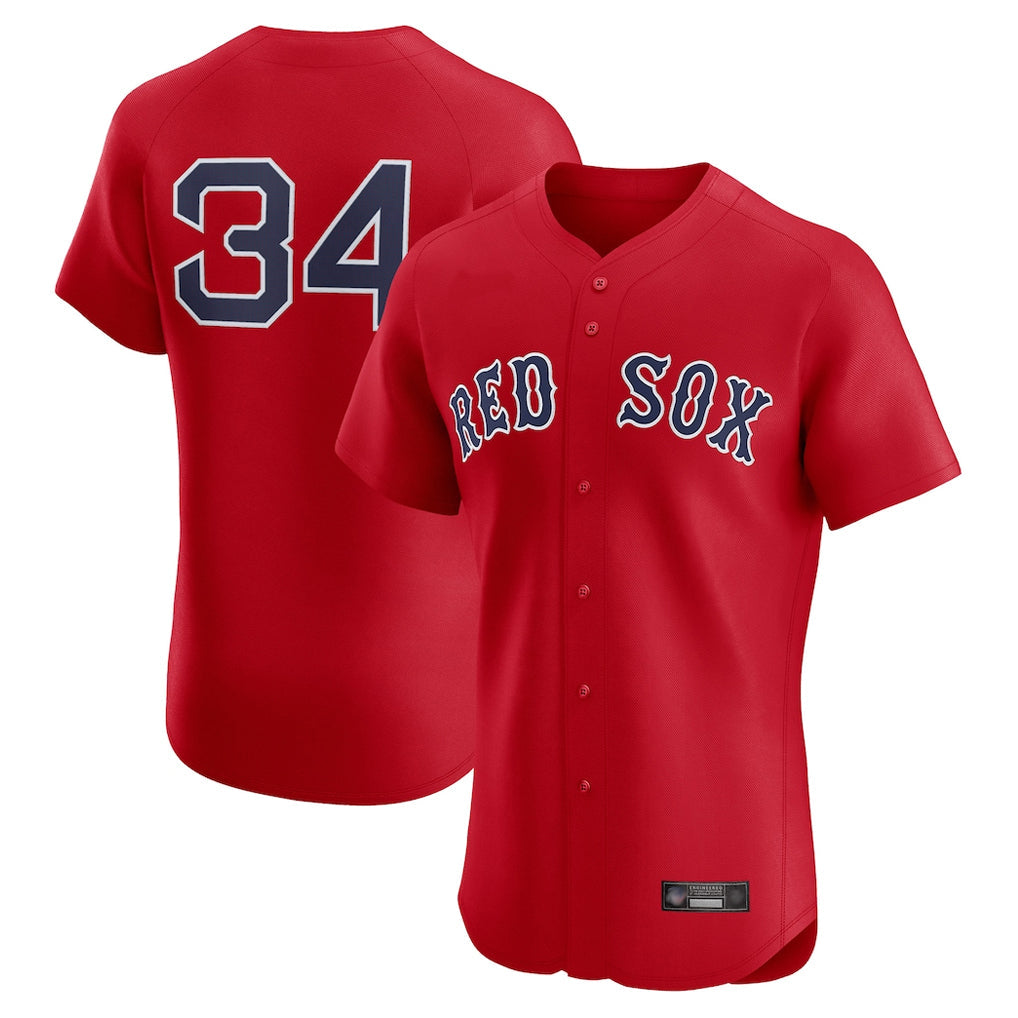 Silnrao B.Red Sox #34 David Ortiz Player Red Limited Elite Home Game Stitched Jerseys1