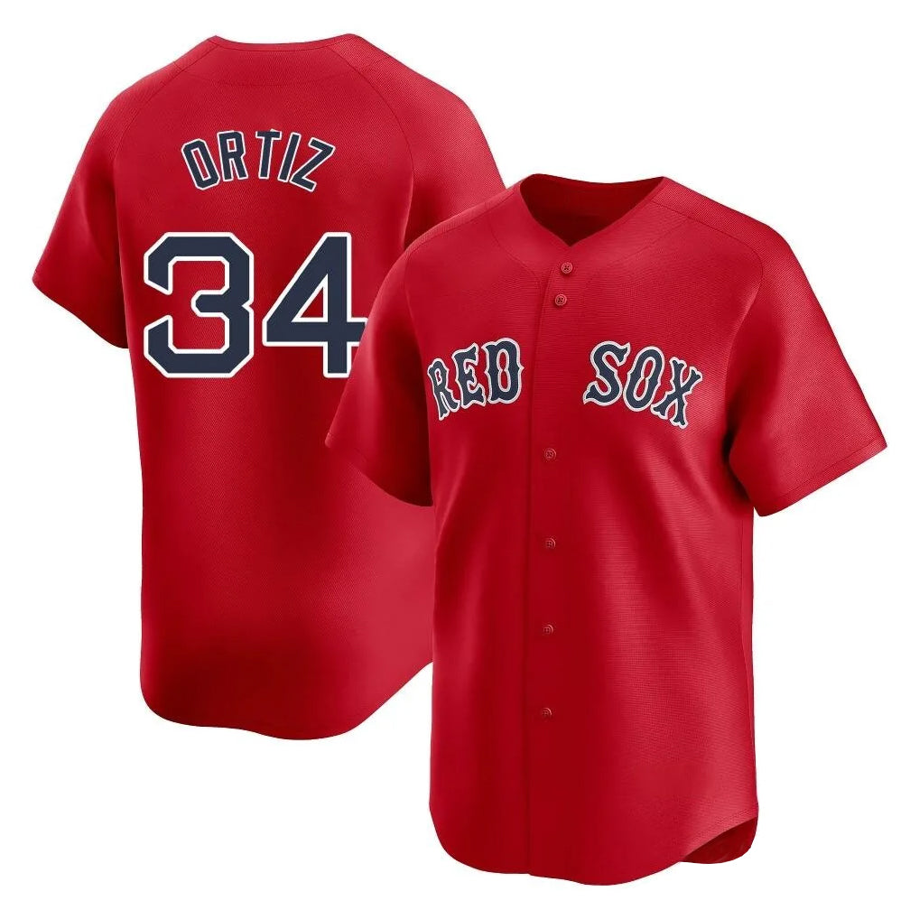 Silnrao B.Red Sox #34 David Ortiz Player Red Limited Home Game Stitched Jerseys1