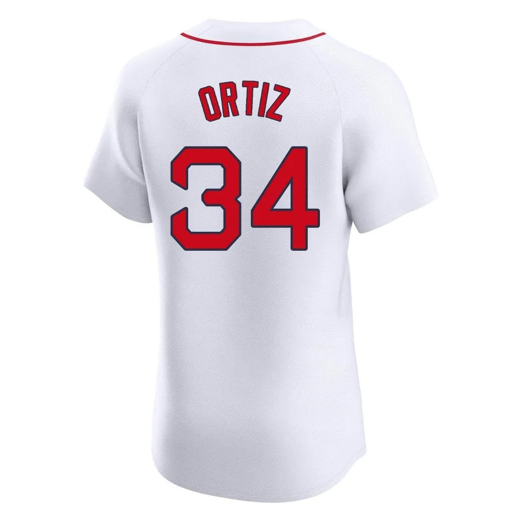 Silnrao B.Red Sox #34 David Ortiz Player White Limited Elite Home Game Stitched Jerseys