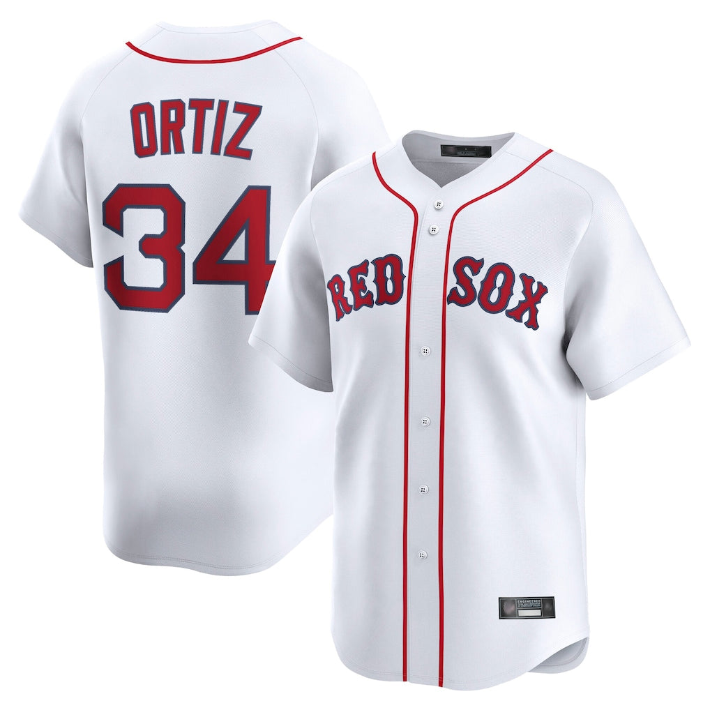 Silnrao B.Red Sox #34 David Ortiz Player White Limited Home Game Stitched Jerseys1