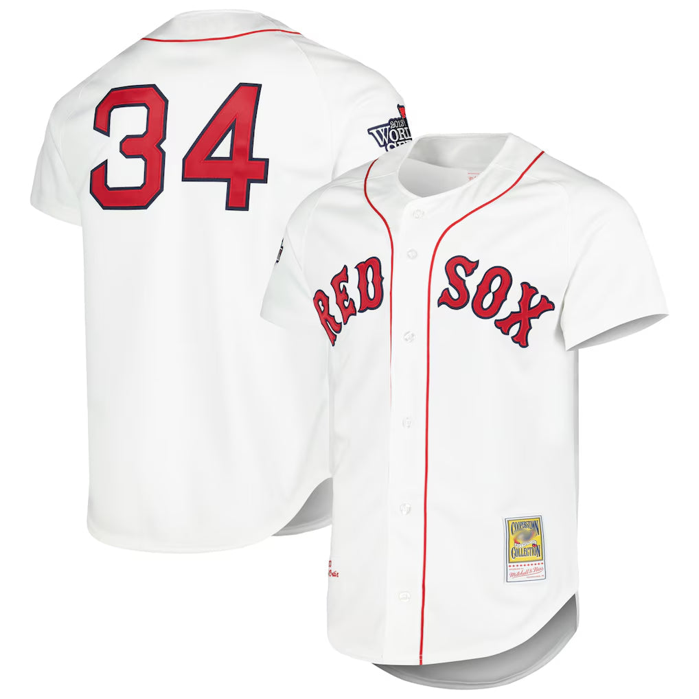 Silnrao B.Red Sox #34 David Ortiz Player White Mitchell & Ness Cooperstown Collection Mesh Home Stitched Jerseys