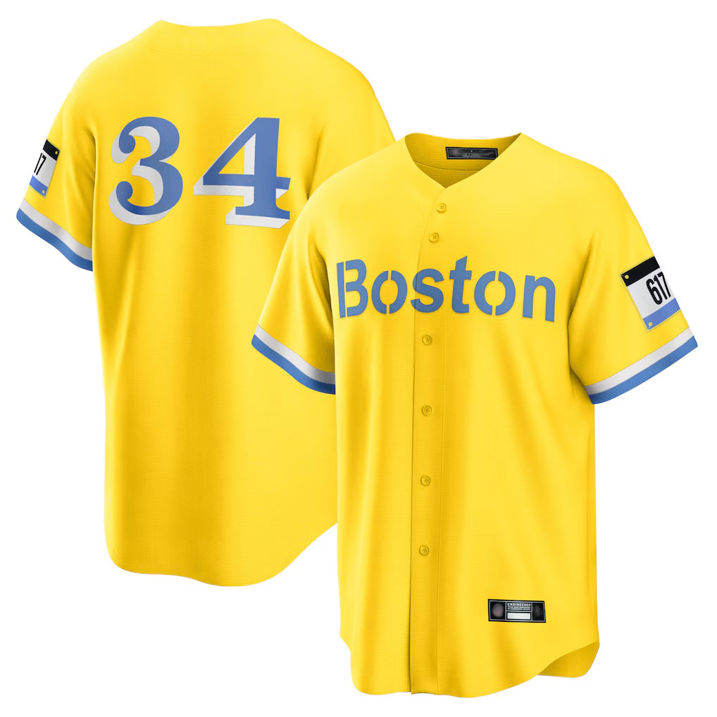 Silnrao B.Red Sox #34 David Ortiz Player Yellow Home Game Stitched Jerseys1