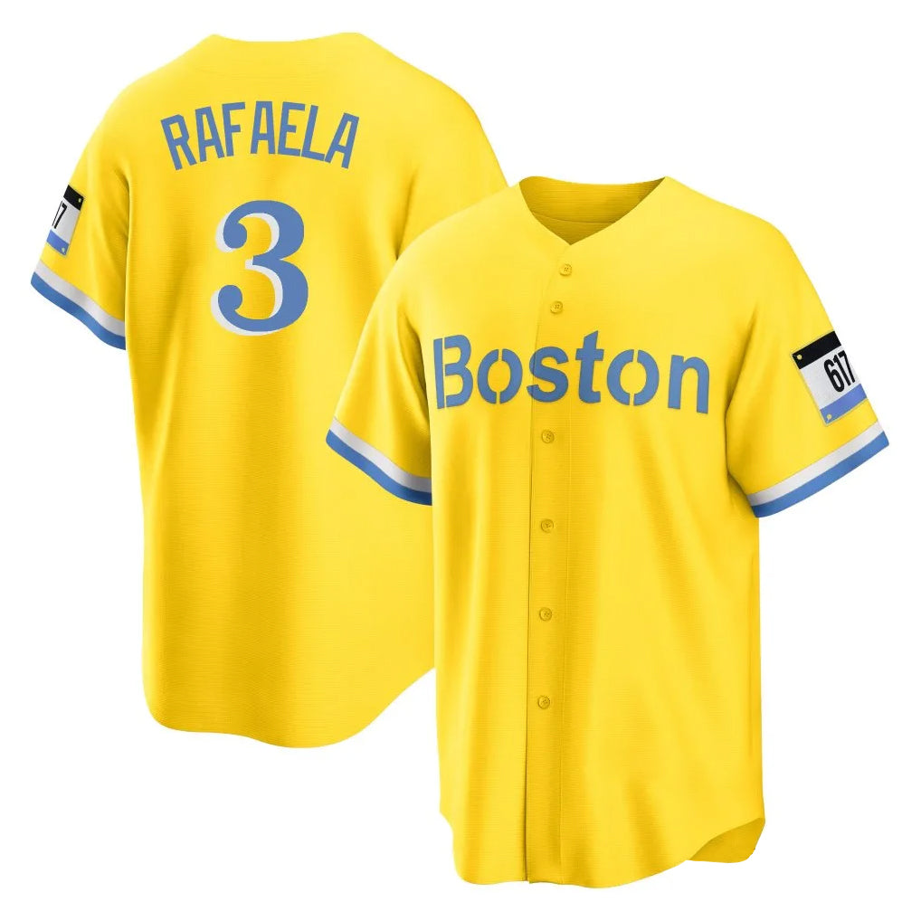 Silnrao B.Red Sox #3 Ceddanne Rafaela Player Yellow Home Game Stitched Jerseys1