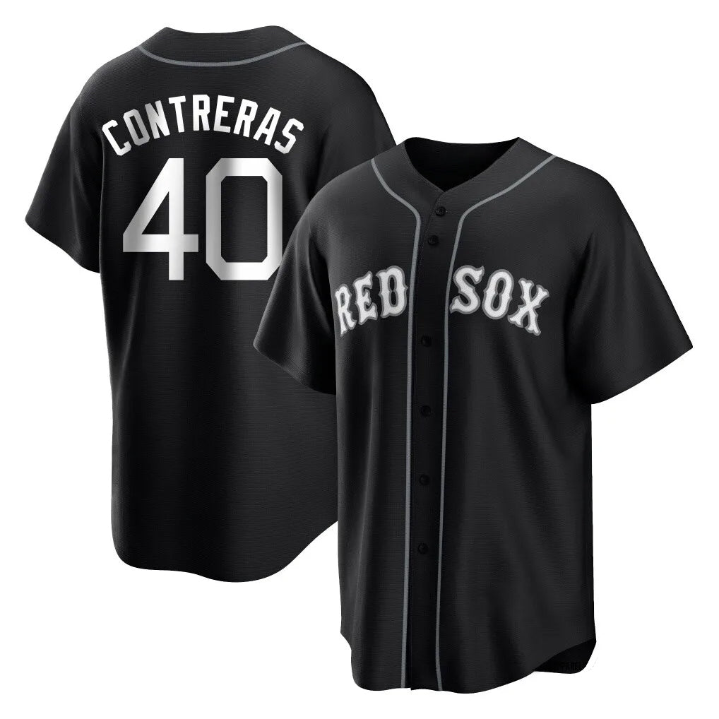 Silnrao B.Red Sox #40 Willson Contreras Player Black Home Game Stitched Jerseys
