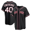 Silnrao B.Red Sox #40 Willson Contreras Player Black Out Home Game Stitched Jerseys