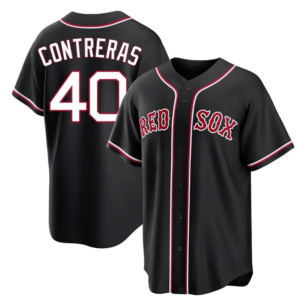 Silnrao B.Red Sox #40 Willson Contreras Player Black Out Home Game Stitched Jerseys
