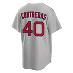 Silnrao B.Red Sox #40 Willson Contreras Player Gray Road Home Game Stitched Jerseys