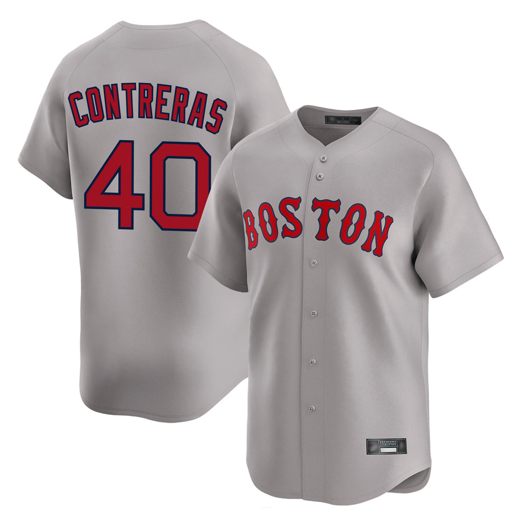 Silnrao B.Red Sox #40 Willson Contreras Player Gray Road Limited Home Game Stitched Jerseys1