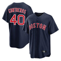 Silnrao B.Red Sox #40 Willson Contreras Player Navy Home Game Stitched Jerseys
