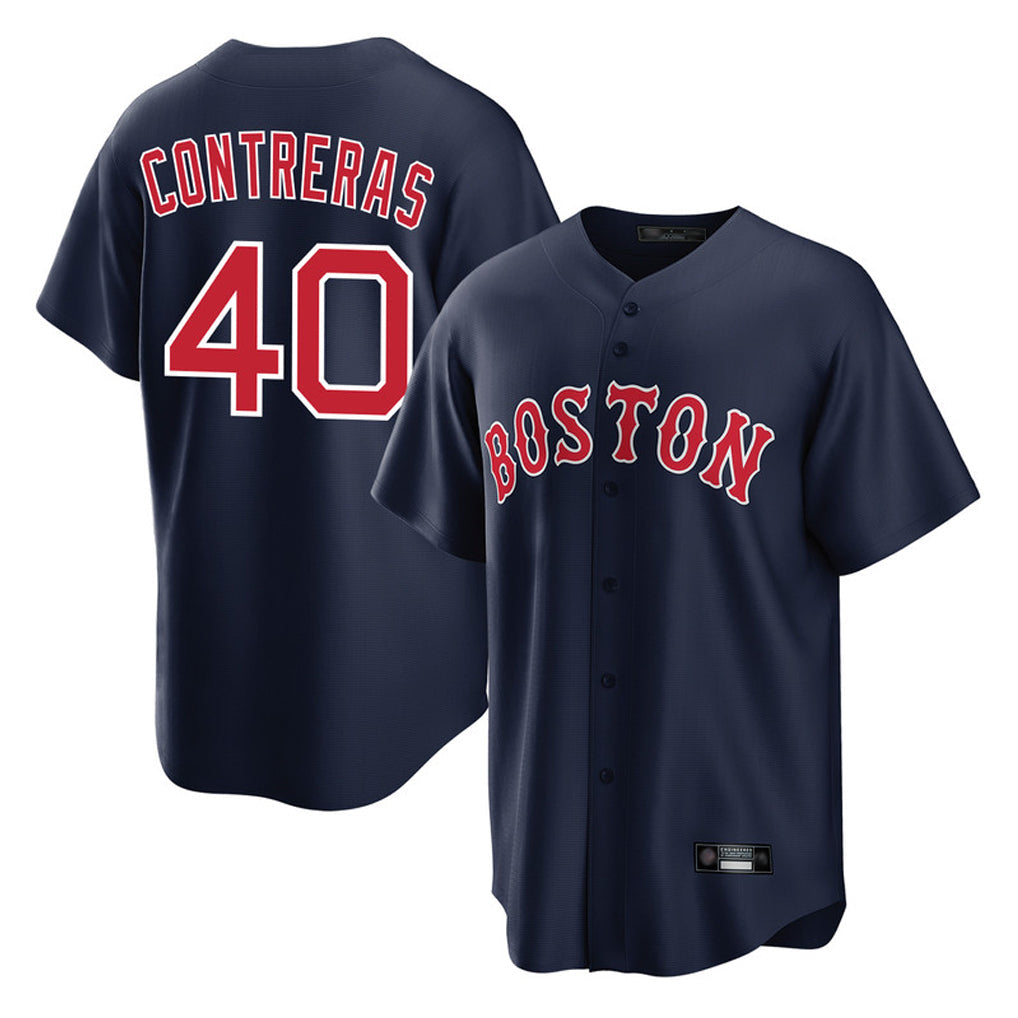 Silnrao B.Red Sox #40 Willson Contreras Player Navy Home Game Stitched Jerseys