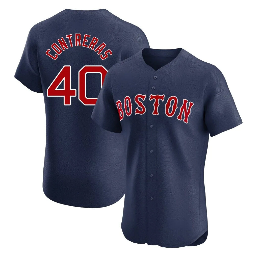 Silnrao B.Red Sox #40 Willson Contreras Player Navy Limited Elite Home Game Stitched Jerseys1