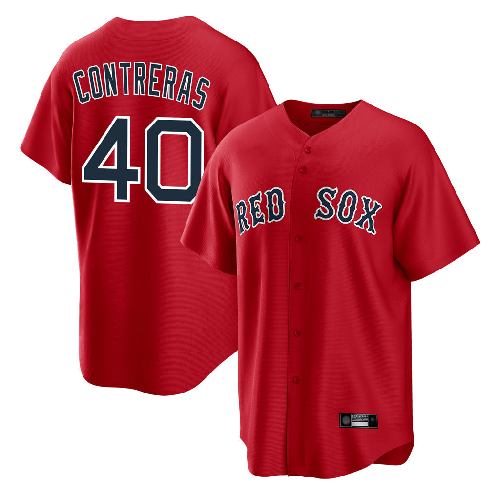 Silnrao B.Red Sox #40 Willson Contreras Player Red Home Game Stitched Jerseys1