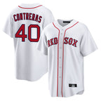 Silnrao B.Red Sox #40 Willson Contreras Player White Home Game Stitched Jerseys1