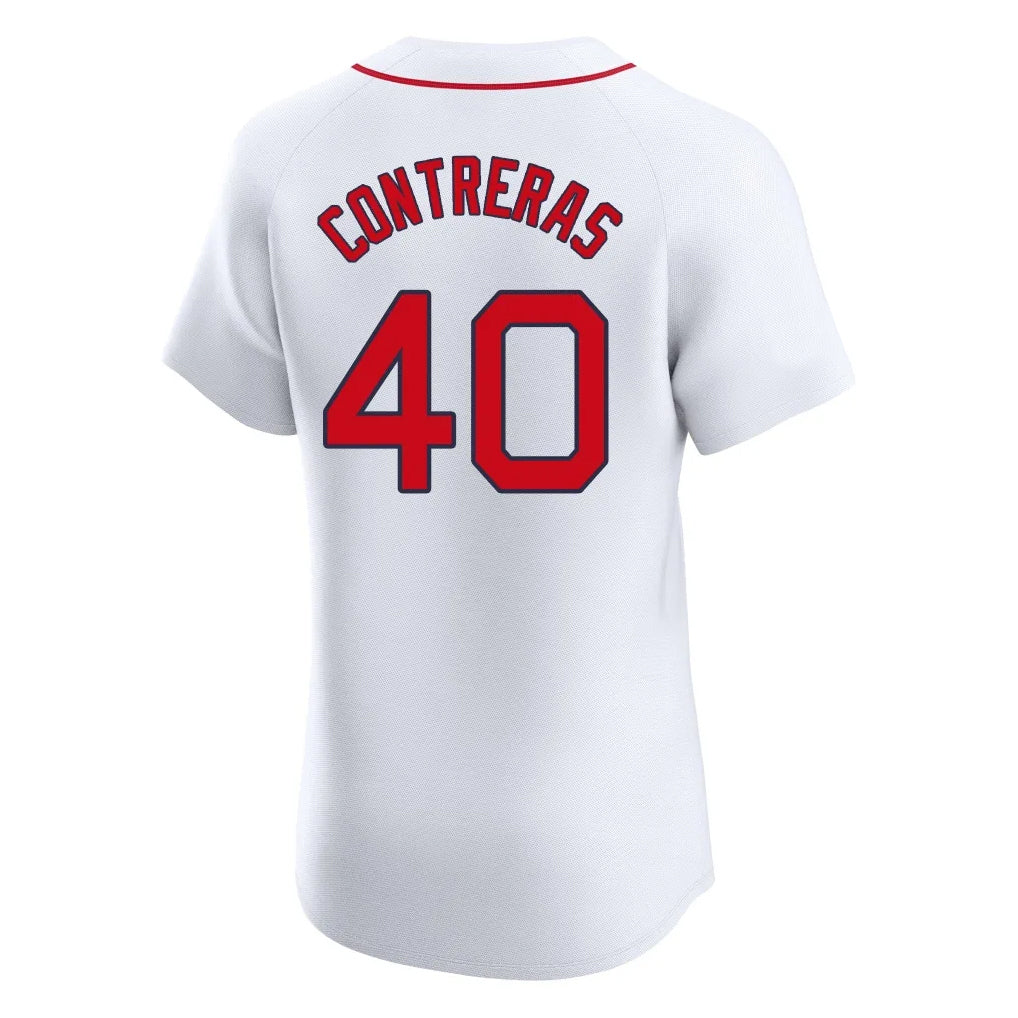 Silnrao B.Red Sox #40 Willson Contreras Player White Limited Elite Home Game Stitched Jerseys