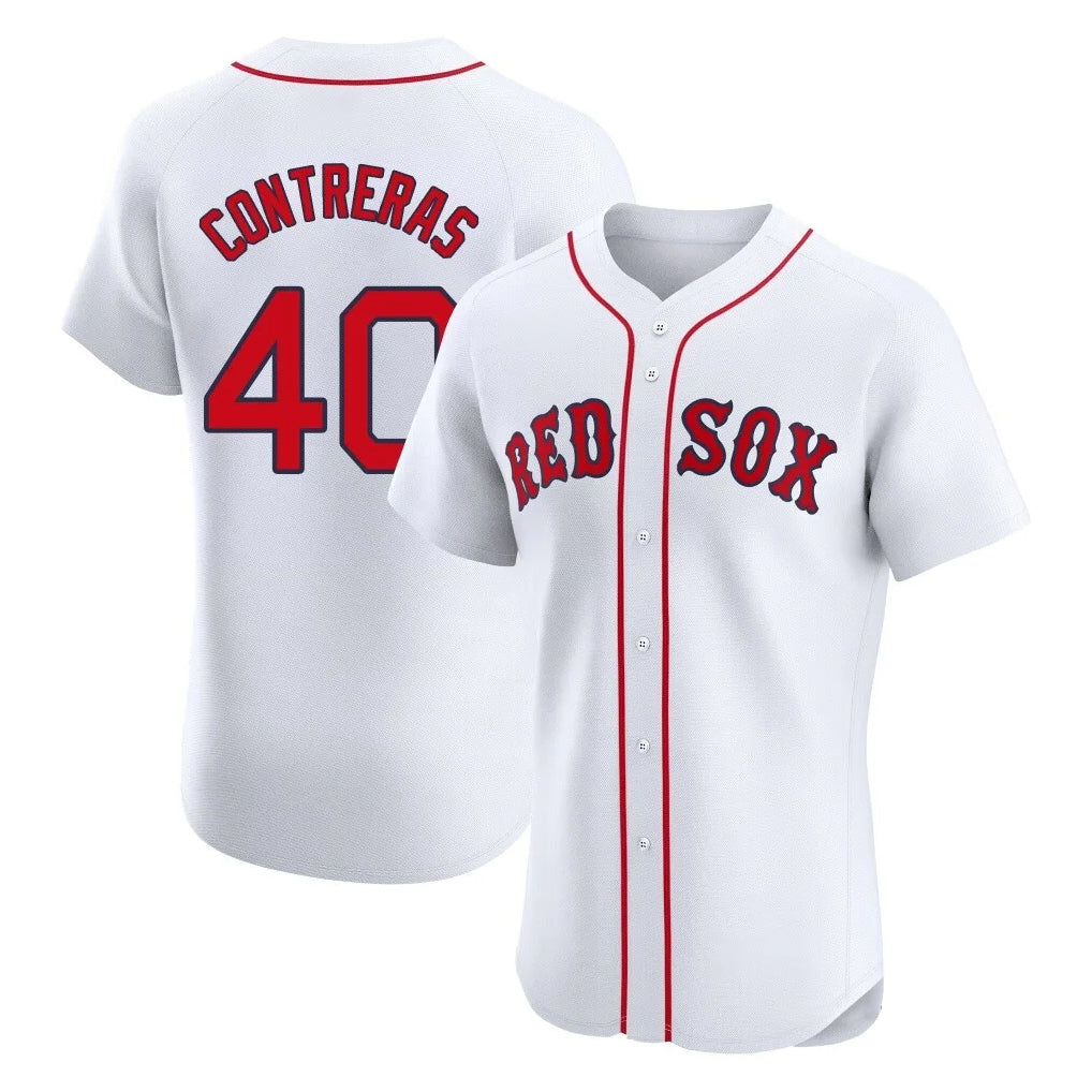 Silnrao B.Red Sox #40 Willson Contreras Player White Limited Elite Home Game Stitched Jerseys1