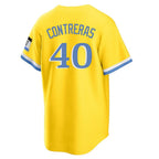 Silnrao B.Red Sox #40 Willson Contreras Player Yellow Home Game Stitched Jerseys