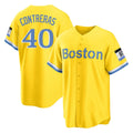 Silnrao B.Red Sox #40 Willson Contreras Player Yellow Home Game Stitched Jerseys1