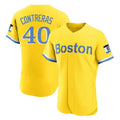 Silnrao B.Red Sox #40 Willson Contreras Player Yellow Limited Elite Home Game Stitched Jerseys1