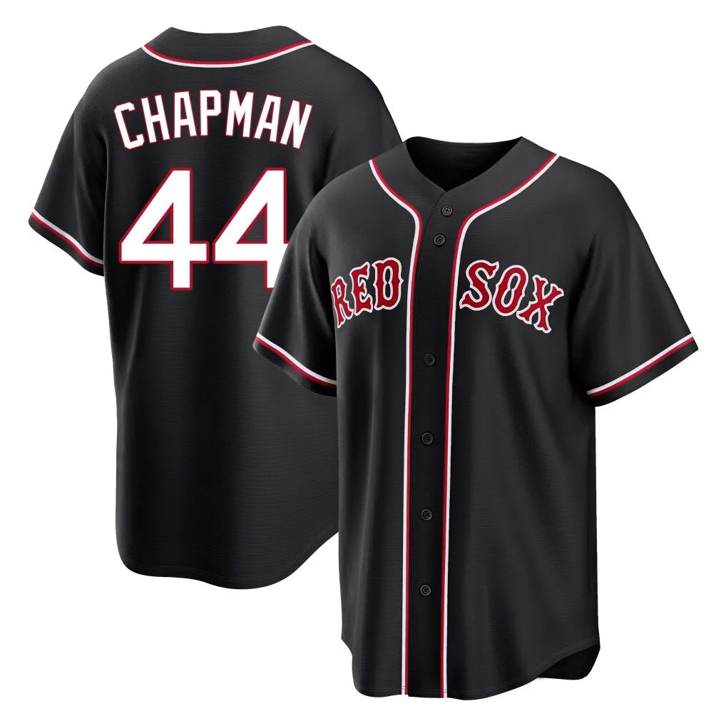 Silnrao B.Red Sox #44 Aroldis Chapman Player Black Out Home Game Stitched Jerseys