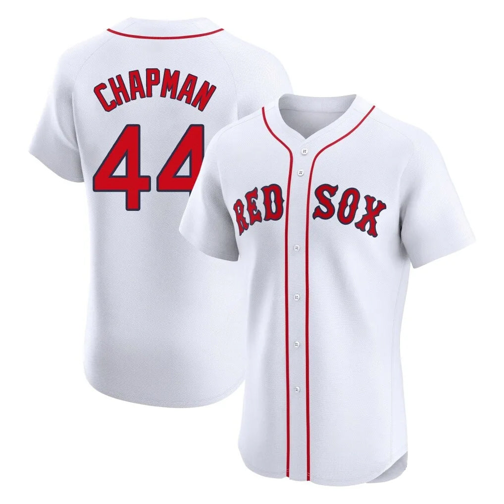 Silnrao B.Red Sox #44 Aroldis Chapman Player White Limited Elite Home Game Stitched Jerseys1