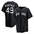 Silnrao B.Red Sox #49 Tim Wakefield Player Black Home Game Stitched Jerseys