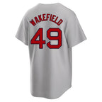 Silnrao B.Red Sox #49 Tim Wakefield Player Gray Road Home Game Stitched Jerseys
