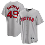 Silnrao B.Red Sox #49 Tim Wakefield Player Gray Road Home Game Stitched Jerseys1